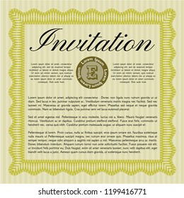 Yellow Formal invitation template. Customizable, Easy to edit and change colors. With guilloche pattern and background. Nice design. 
