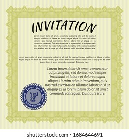 Yellow Formal invitation template. Customizable, Easy to edit and change colors. Easy to print. Artistry design. 