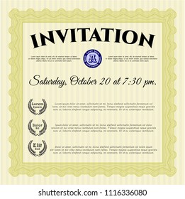 Yellow Formal invitation template. Detailed. With quality background. Elegant design. 