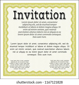 Yellow Formal invitation template. Detailed. With quality background. Retro design. 