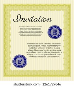 Yellow Formal invitation template. Easy to print. Money Pattern. Customizable, Easy to edit and change colors. 