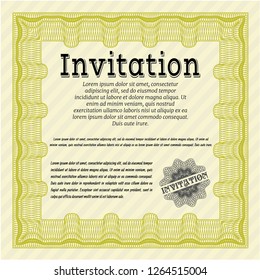 Yellow Formal invitation template. Easy to print. Money Pattern. Customizable, Easy to edit and change colors. 