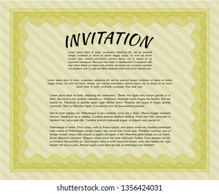 Yellow Formal invitation template. Good design. Complex background. Customizable, Easy to edit and change colors. 