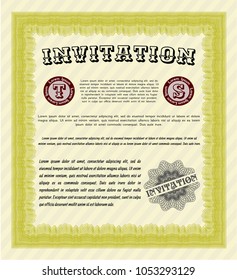  Yellow Formal invitation template. With guilloche pattern. Perfect design. Customizable, Easy to edit and change colors. 