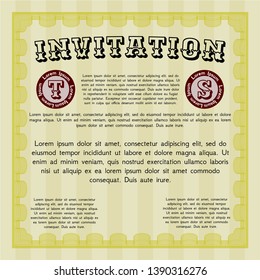 Yellow Formal invitation template. With linear background. Cordial design. Customizable, Easy to edit and change colors. 