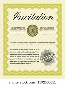Yellow Formal invitation template. With linear background. Customizable, Easy to edit and change colors. Artistry design. 
