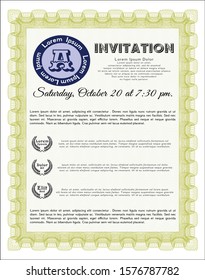 Yellow Formal invitation template. Lovely design. Vector illustration. With background. 