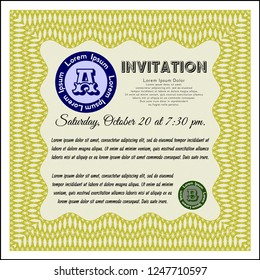 Yellow Formal invitation template. Modern design. Printer friendly. Customizable, Easy to edit and change colors. 