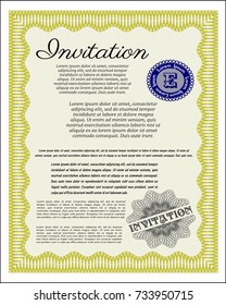 Yellow Formal invitation template. Nice design. With quality background. Vector illustration. 