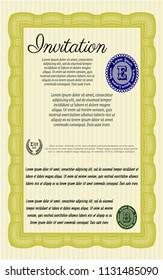 Yellow Formal invitation template. With quality background. Vector illustration. Modern design. 