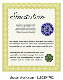 Yellow Formal invitation template. With quality background. Sophisticated design. Customizable, Easy to edit and change colors. 