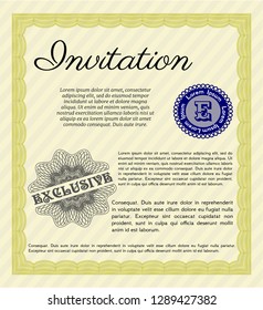 Yellow Formal invitation template. Superior design. Detailed. With quality background. 