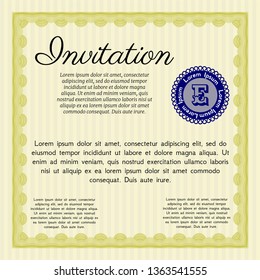 Yellow Formal invitation template. Superior design. Customizable, Easy to edit and change colors. With complex background. 
