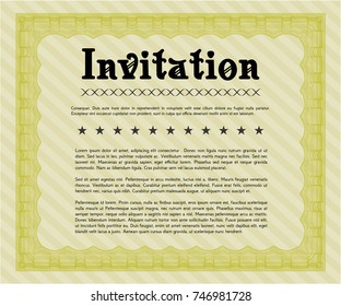 Yellow Formal invitation template. Superior design. Complex background. Detailed. 