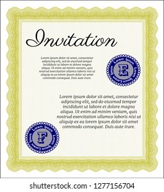 Yellow Formal invitation template. Vector illustration. With background. Good design. 