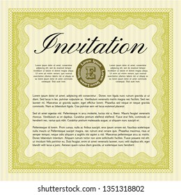 Yellow Formal invitation template. Vector illustration. With complex background. Elegant design. 