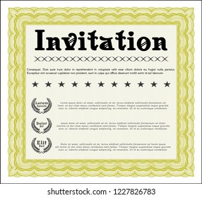 Yellow Formal invitation. Vector illustration. With complex background. Elegant design. 