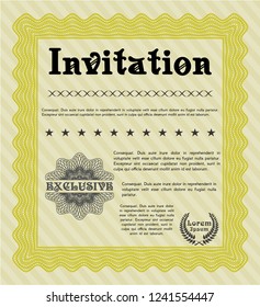 Yellow Formal invitation. Vector illustration. With quality background. Excellent design. 