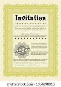 Yellow Formal invitation. Vector illustration. With background. Cordial design. 