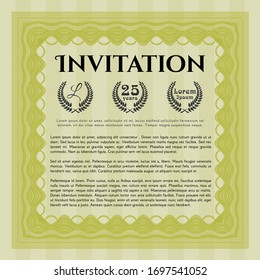 Invitación formal amarilla. Ilustración vectorial. Fácil de imprimir. Diseño perfecto. 