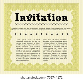 Yellow Formal invitation. Vector illustration. With quality background. Excellent design. 