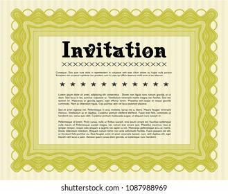  Yellow Formal invitation. WYellow Formal invitation. Easy to print. Vector illustration. Good design. ith linear background. Customizable, Easy to edit and change colors. Beauty design. 