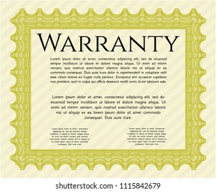 Yellow Formal Warranty Certificate template. Retro design. Customizable, Easy to edit and change colors. With quality background. 