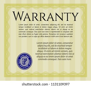 Yellow Formal Warranty Certificate Template Guilloche Stock Vector ...