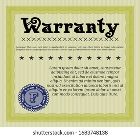 Yellow Formal Warranty Certificate template. With great quality guilloche pattern. Money style design. Customizable, Easy to edit and change colors. 