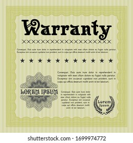 Yellow Formal Warranty Certificate template. With linear background. Money design. Customizable, Easy to edit and change colors. 