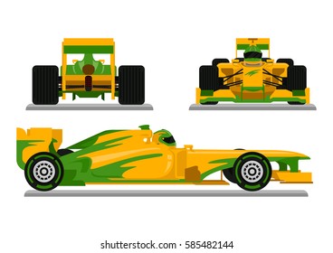 Yellow formula racing car ready for racing championship