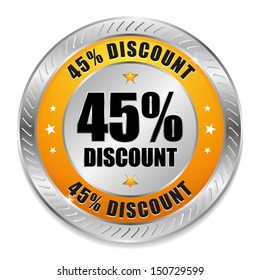 Yellow forty-five percent discount button