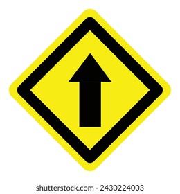yellow forward go straight arrow road traffic warning caution sign direction icon. exclamation, hazard sign symbol logo design for web mobile isolated white background illustration