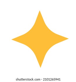 Yellow four pointed star. Vector illustration for website, icon, logo, postcard.
