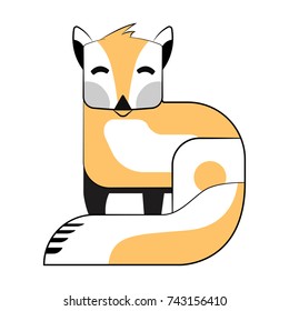 Yellow Fox character in modern simple flat style.