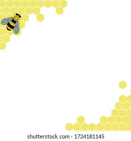 Yellow frame with a bee and honeycombs.