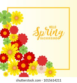 Yellow Frame Floral Spring Background