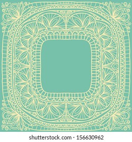 yellow frame on a blue background in the Indian style