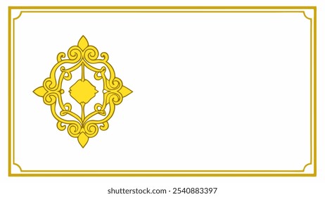Yellow frame ornament with abstract element at corner, rectangle frame background for your design