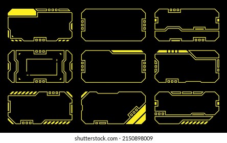 Yellow frame outline technology futuristic hud vector design.	
