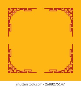 Un marco amarillo con líneas rojas y un borde rojo. El marco se utiliza para resaltar una obra de arte o texto. Los colores rojo y amarillo crean un atrevido