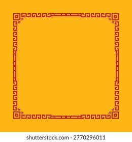 A yellow frame with red lines and a red border. The frame is used to frame a picture or artwork. The frame is made of a material that is durable and can withstand wear and tear