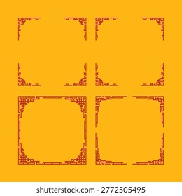A yellow frame with red lines and a red border. The frame is used to frame a picture or artwork. The frame is made of a material that is durable and can withstand wear and tear