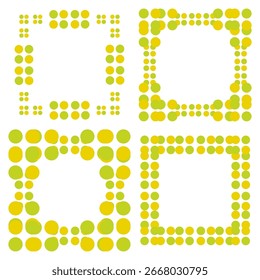 Conjunto de marco amarillo. Icono de borde alegre. Patrón de punto circular. Elemento de diseño de Vector. EPS 10.