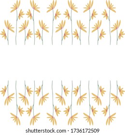 Gelber Rahmen mit stilisierten Blumenelementen.Geeignet für die Dekoration von Einladungen, Karten, Schreibwaren, Pfosten zum Instragieren