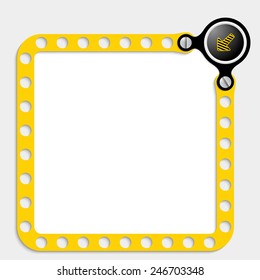 yellow frame for text with screws and arrow