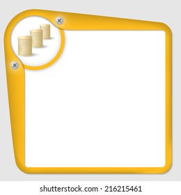 yellow frame for text with screws and coin