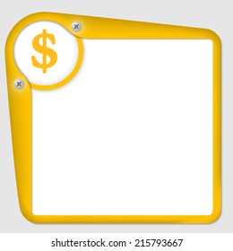 yellow frame for text with screws and dollar symbol