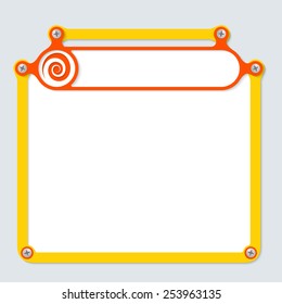 yellow frame for text with screws and frame for headline