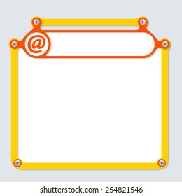 yellow frame for text with screws and frame for headline